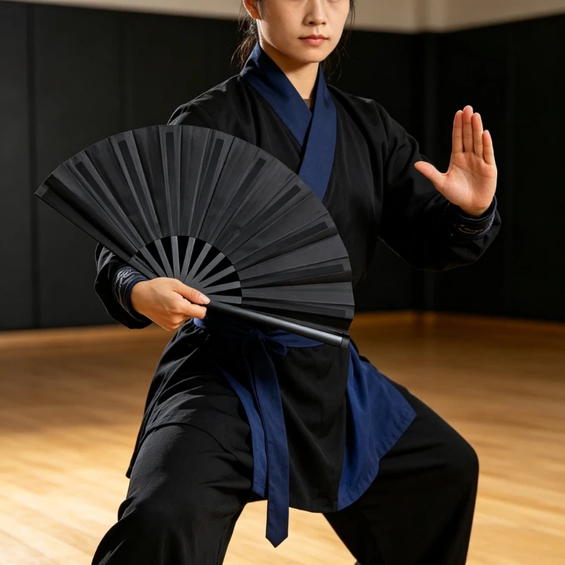 1Set Chinese Tai Chi Yoga Kung Fu Fan Plastic Bone Dance Performance Hand Folding Stage Fan martial arts training equipment
