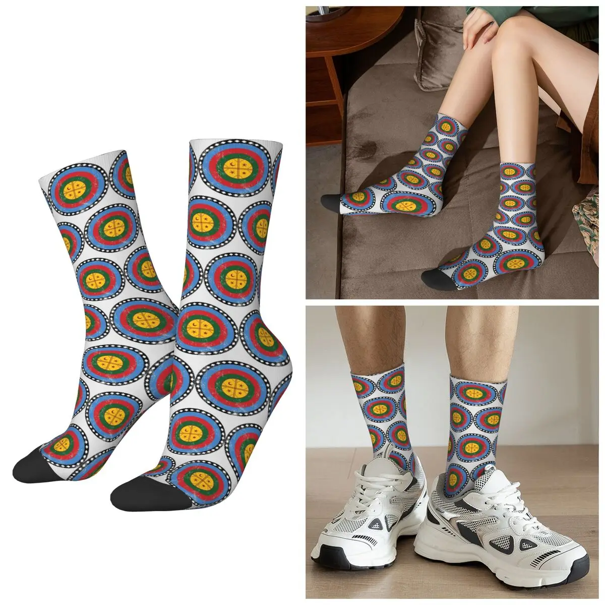 All Seasons Mapuche Sign Symbol Graphic Socks Harajuku Crew Socks Funny Stockings for Men Women Valentine's Day Gifts