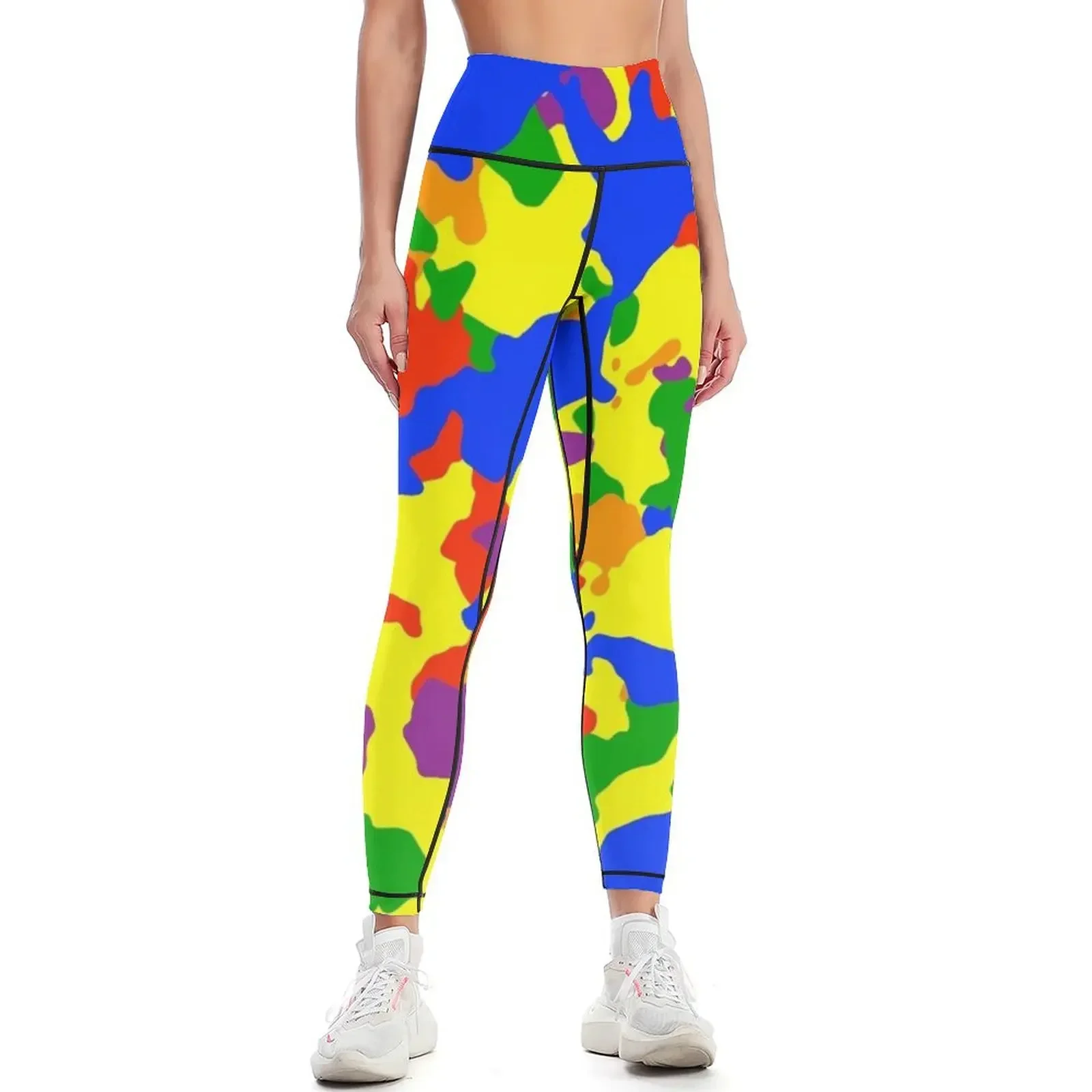 

Rainbow Camo Camouflage Leggings Golf wear flared Women's fitness Women's gym Womens Leggings