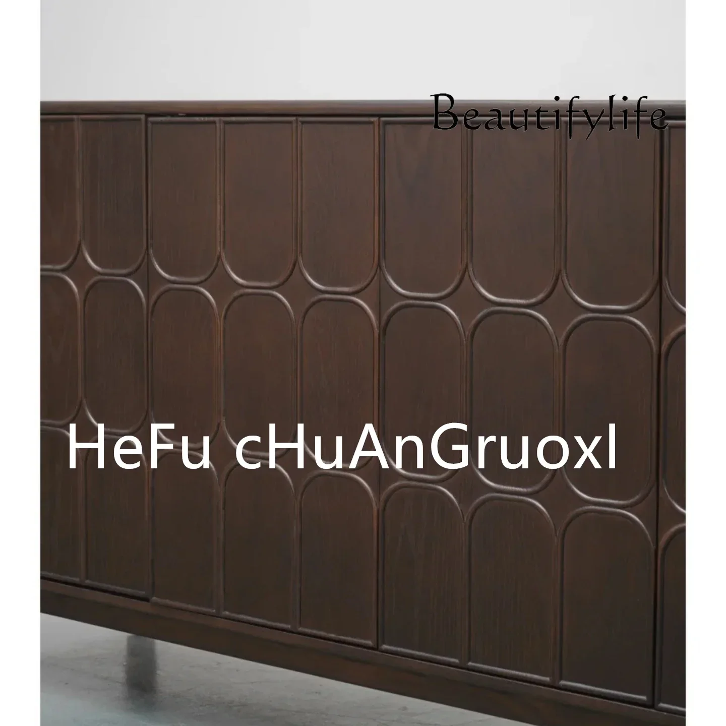 ZL خزانة جانبية هندسية متوسطة عتيقة من الخشب الصلب خزانة كلاسيكية خزانة مزخرفة خزانة تخزين مدخل غرفة المعيشة #4