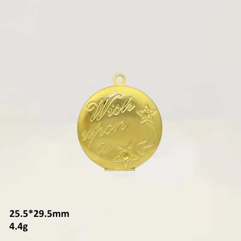 

BoYuTe (50 Pieces/Lot) Raw Brass No Plated Round Shaped Photo Locket Pendant Can Open Diy Jewelry Accessories Wholesale