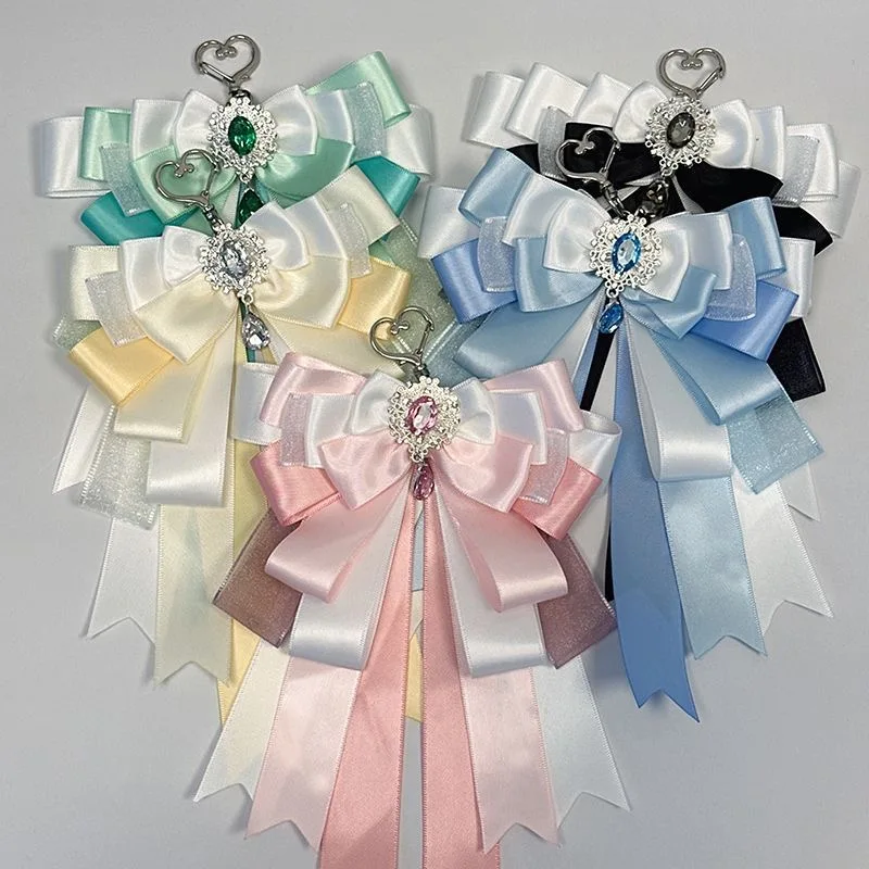 Double Layer Ribbon Bow Pendant Ita Bag Decoration Accessories DIY Handmade Lolita Pain Bag Lucky Pendant Anime Merch Cute Gift