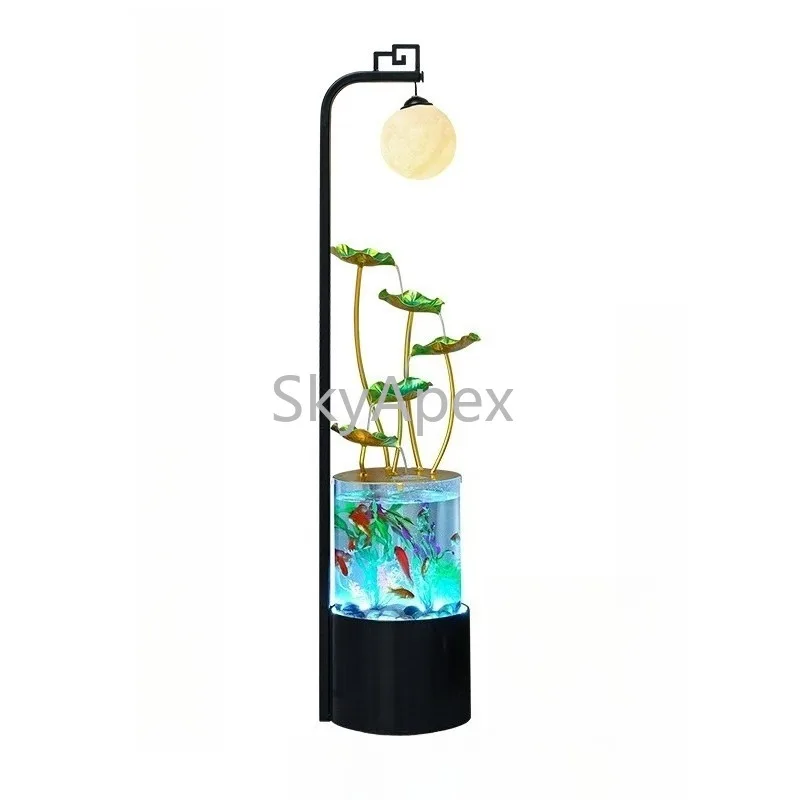 Modern Light Luxury Floor Standing Fish Tank Circulating Flowing Water Feature Living Room Entrance Office  Lucky  Fortune  Gift
