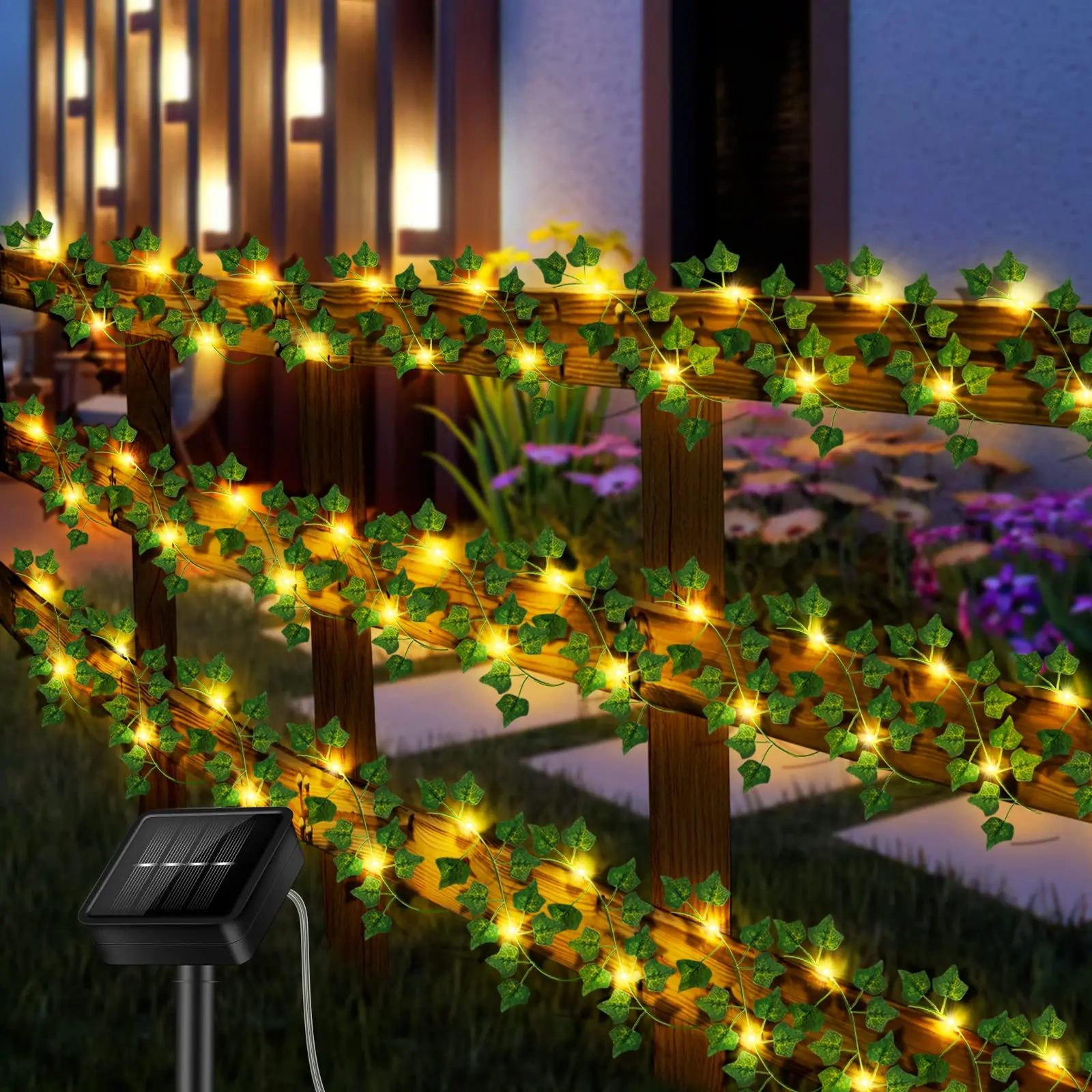 

Solar LED String Light Artificial Ivy Leaves Garland Waterproof 8 Mode Fairy Light Wall Hanging Plant Christmas Tree Decoration