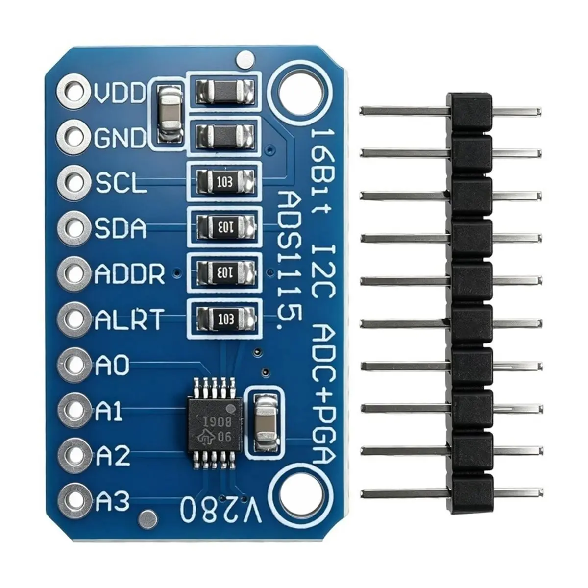 Converter Precised Board 16 Bits 4 Channel Analog-to-Digital with Programmable Gain Amplifier ADC for RPi