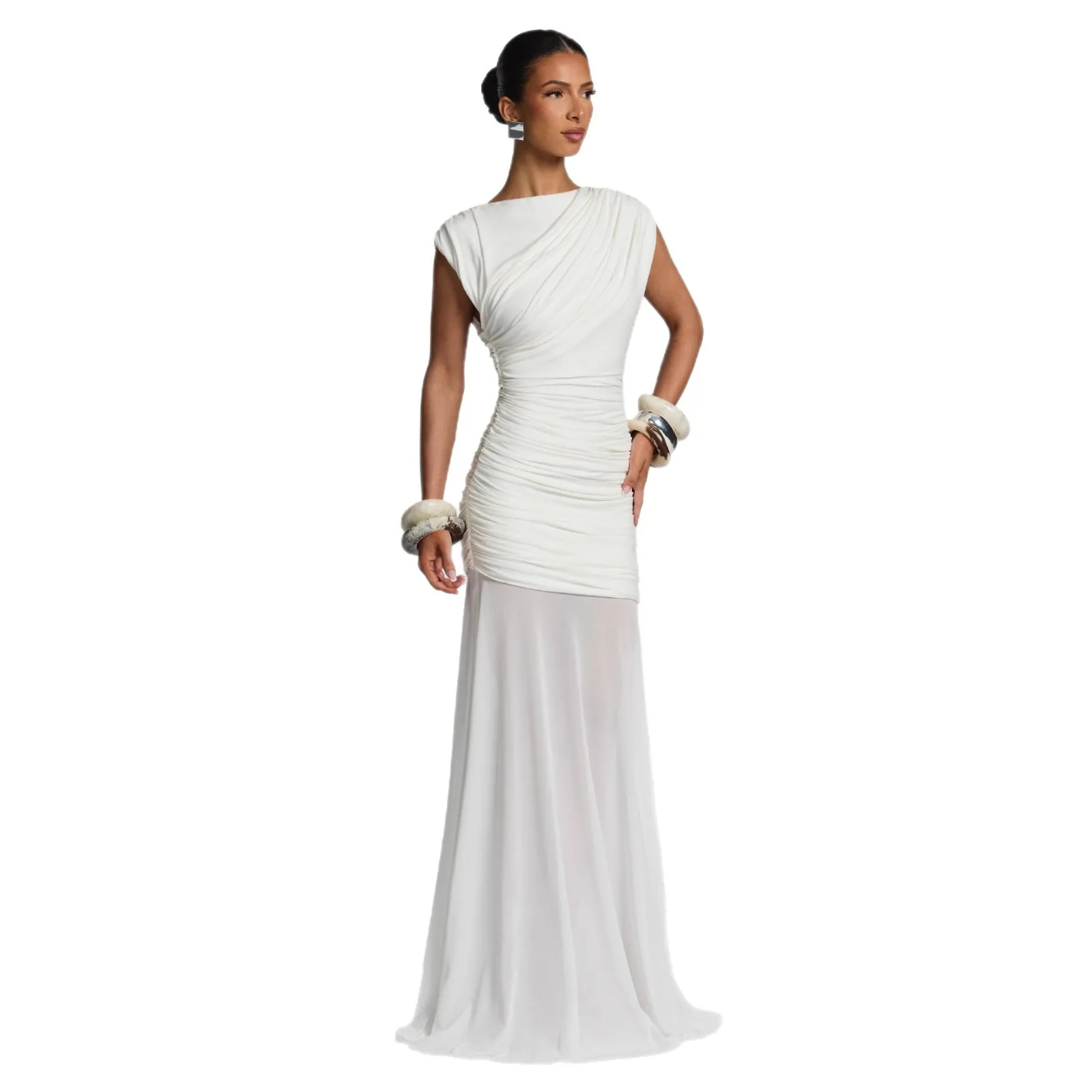 French temperament satin dress women's summer design pure desire fashion trend waist cinching slimming hip hugging long skirt