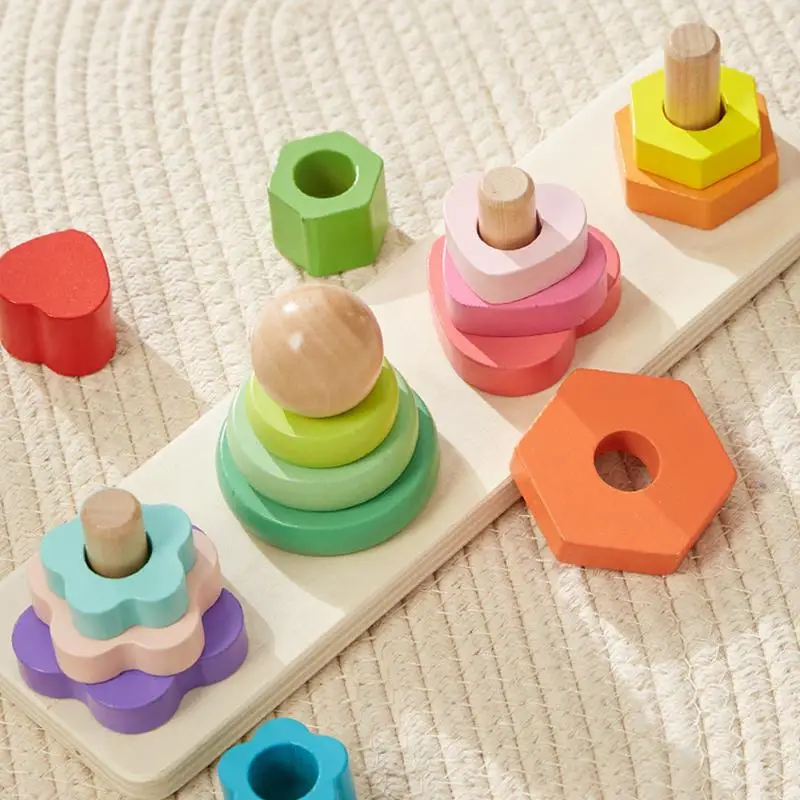 Creative Educational Stacking Tower Blocks Toys For Children 3 Early Educational Four Pillar Building Blocks For Indoors