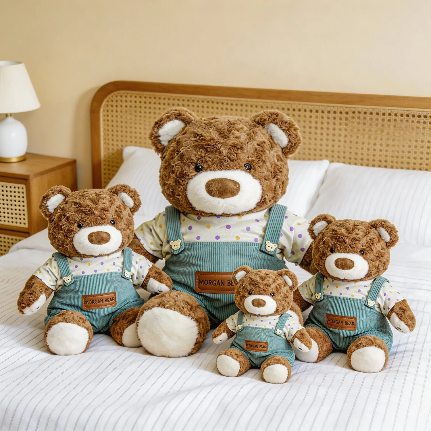 

Morgan Bear Plush Toy Cute Teddy Bear Stuffed Doll Soft Bear Pillow with Removable Clothes for Kids Fans Birthday Christmas Gift