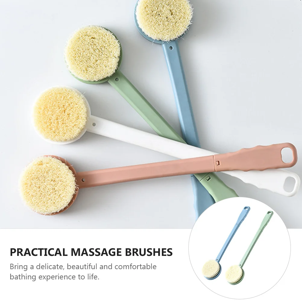 

2Pcs Delicate Bristles Bathing Brushes Long Handle Double-Sided Exfoliating Body Scrubbers Practical Massage for Back Cleaning