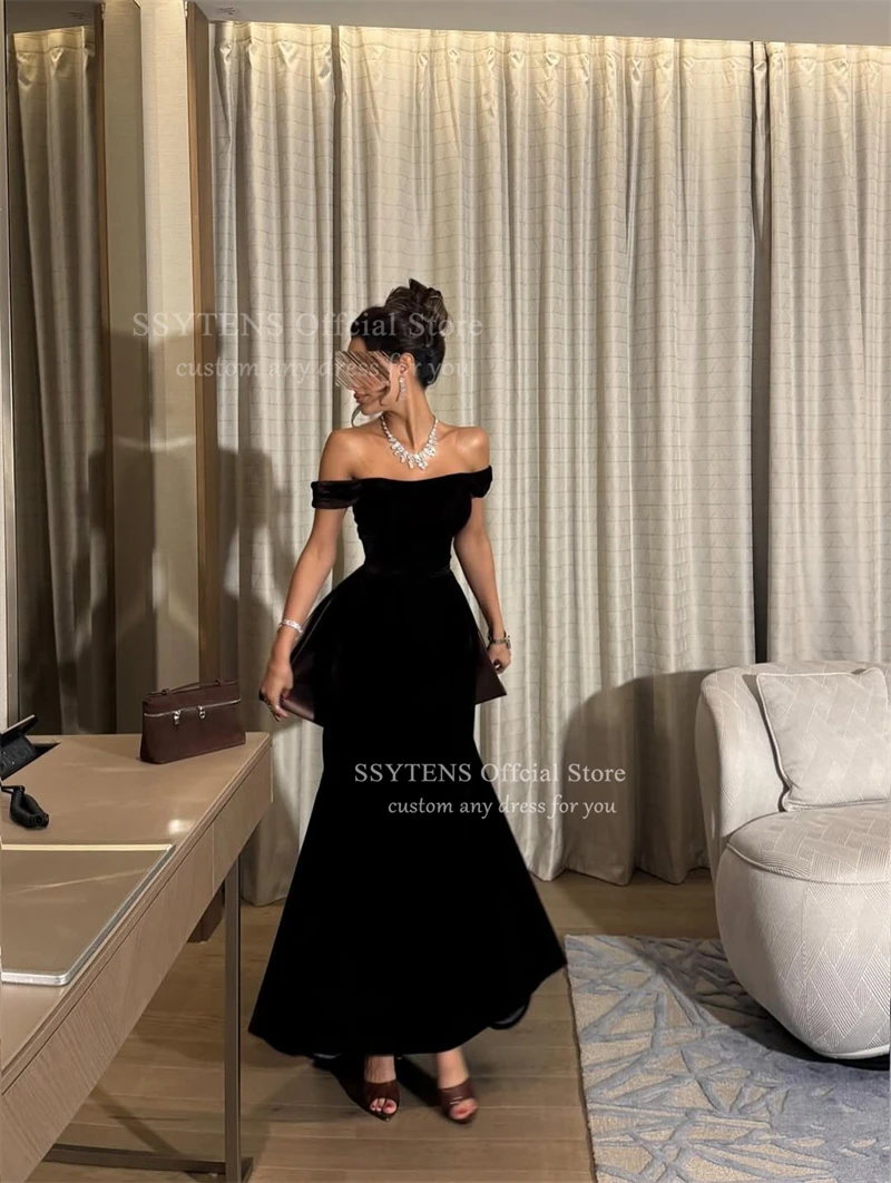 SSYTENS Vintage Velvet Long Evening Dresses Off Shoulder Celebrity Prom Dresses Formal Occasion Prom Gowns 2026 Women Customized