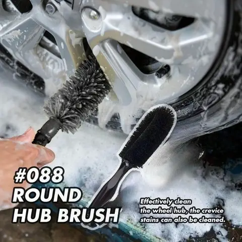 कार डिटेलिंग व्हील और टायर ब्रश, कार पहियों के लिए सॉफ्ट रिम क्लीनर ब्रश, लंबा एर्गोनोमिक हैंडल। 10 best sales पहिया क्लीनर - №7