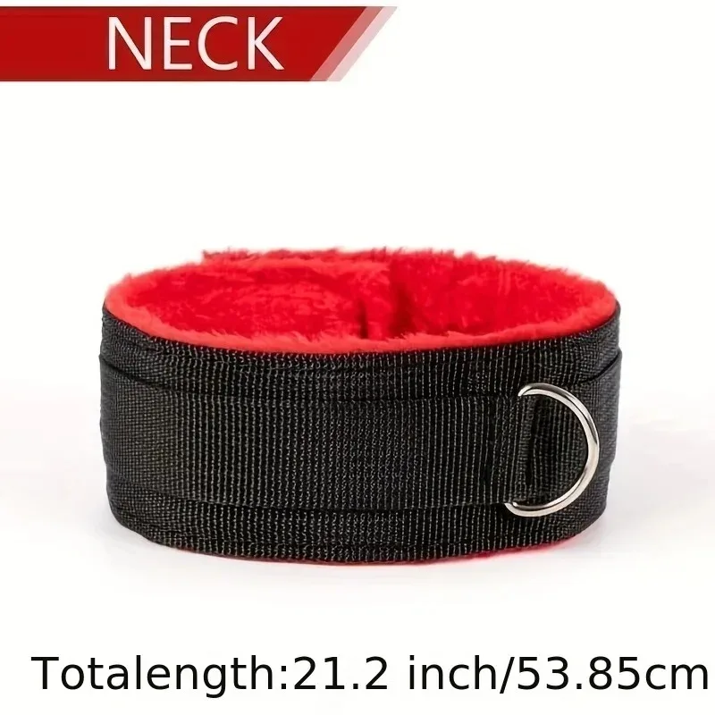 Soft Plush 11pcs Couple Bed Restraint Set,Comfortable Bondage Kit with Handcuffs Ankle Cuffs Collar Eye Mask view 3
