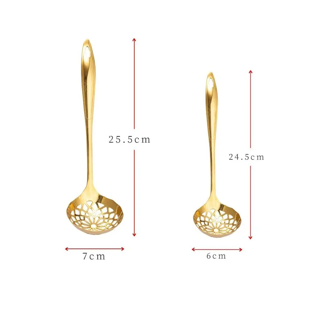 Gold Spoon Stainless Steel Soup Ladle Scoup Skimmer Long Handle Cooking Tool Table Kitchen Accessories for Hot Pot