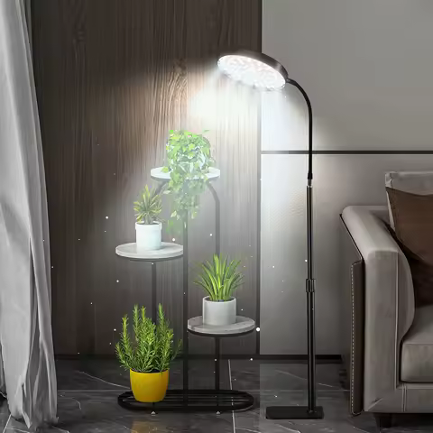 Led Grow Light Indoor Plants 6000K Full Spectrum With Stand AC85-265V Floor Plant Growing Lamp Auto ON/Off Timer 4/8/12Hours