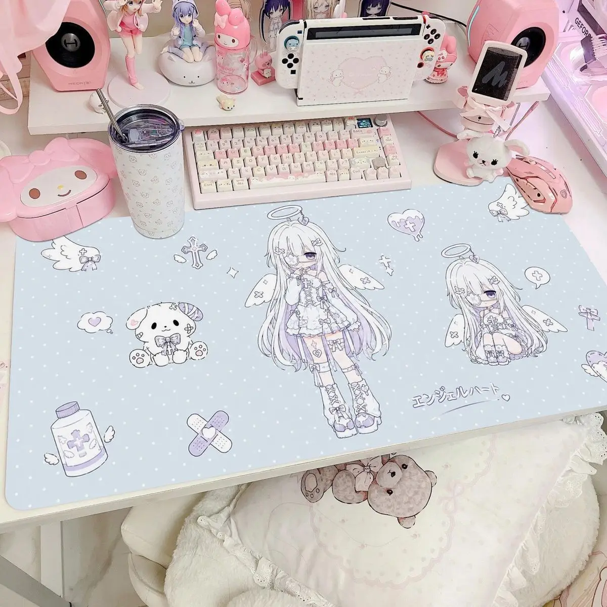 Japan Water Color Cute Room Decoration Anime Girl Wash Free Waterproof Leather Leather Mouse Pad Super Large Computer Table Mat