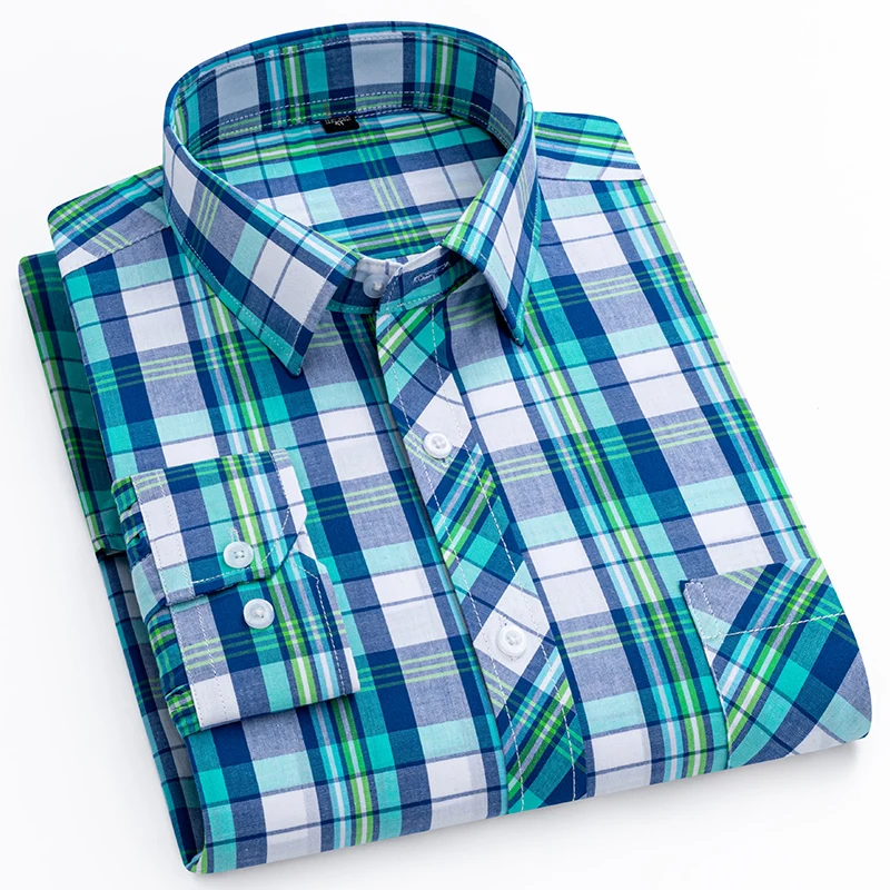 New in shirt 100%cotton thin plaid long-sleeve shirts for men slim fit formal plain shirt fashion korean elegants casual clothes