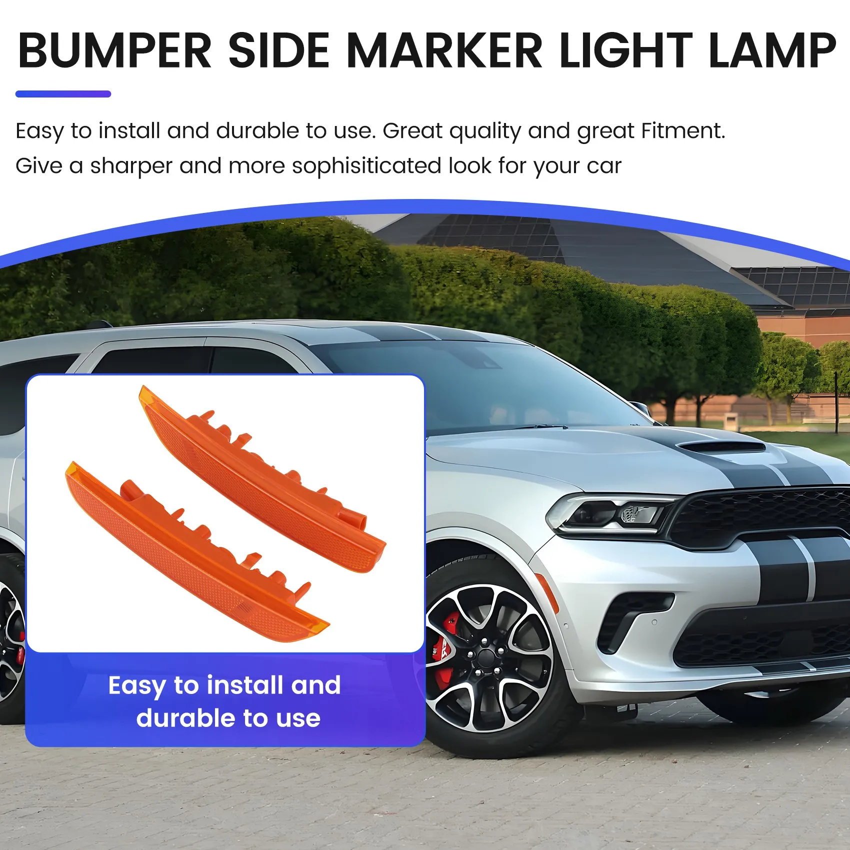 

1Pair Front Left Right Bumper Side Marker Light Lamp Plastic 68476819AA 68476818AA For Dodge Durango 2021-2023-A97E