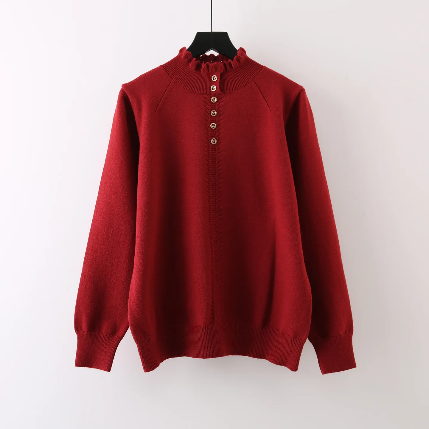 ZAMOR Women Ruffle Trim Mock Neck Knit Sweater Base Layer 2026 Winter Autumn Outerwear Fashion Thick Pullover Top