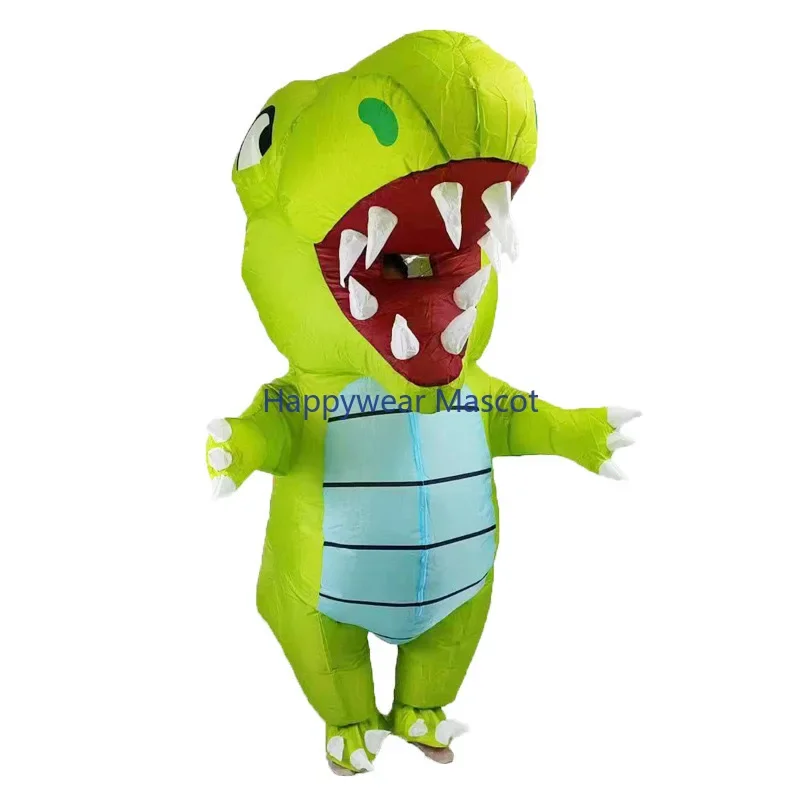 New Design Dinosaur Inflatable Suit Family Party Funny Walkable Wearable Cartoon Green Dinosaur Inflatable Costume Boys Gift