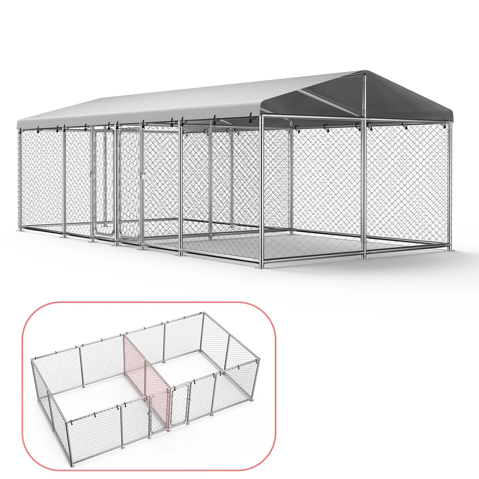 10x10 ft Outdoor Dog Kennel, Heavy Duty Dog Pens for Large Dogs