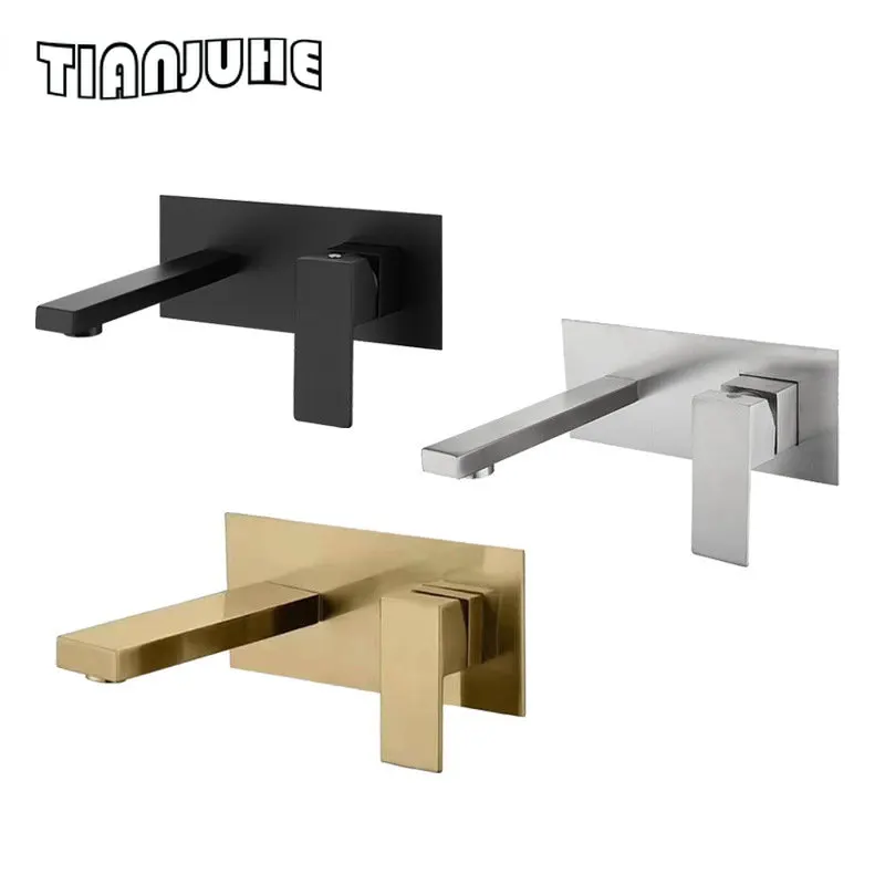 Single-Handle Bathroom Fixtures Vanity Sink Faucet Wall Mounted Basin Mixer Taps Sink Mixer Tap Faucet Hot and Cold