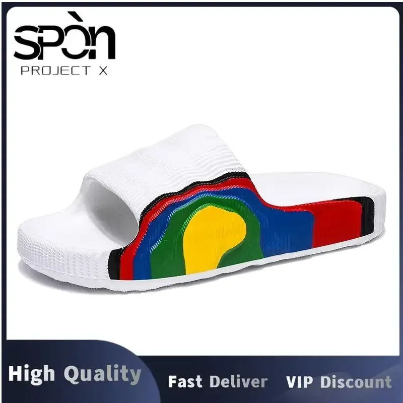 Summer Men Slippers Women Outdoor Beach Shoes Thick Bottom Indoor Bathroom Non-slip Slippers Parent-child Shoes Sandals 2024 New