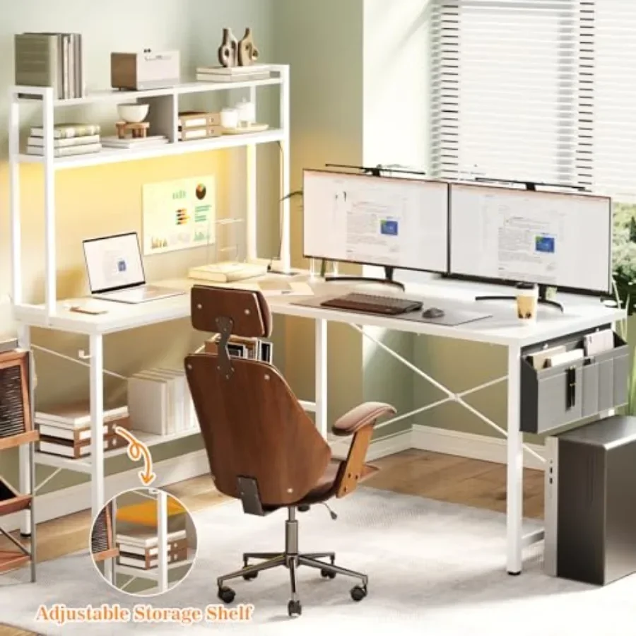 Gaming desk for home office use, made of engineered wood in black color with built-in LED light and integrated power outlet