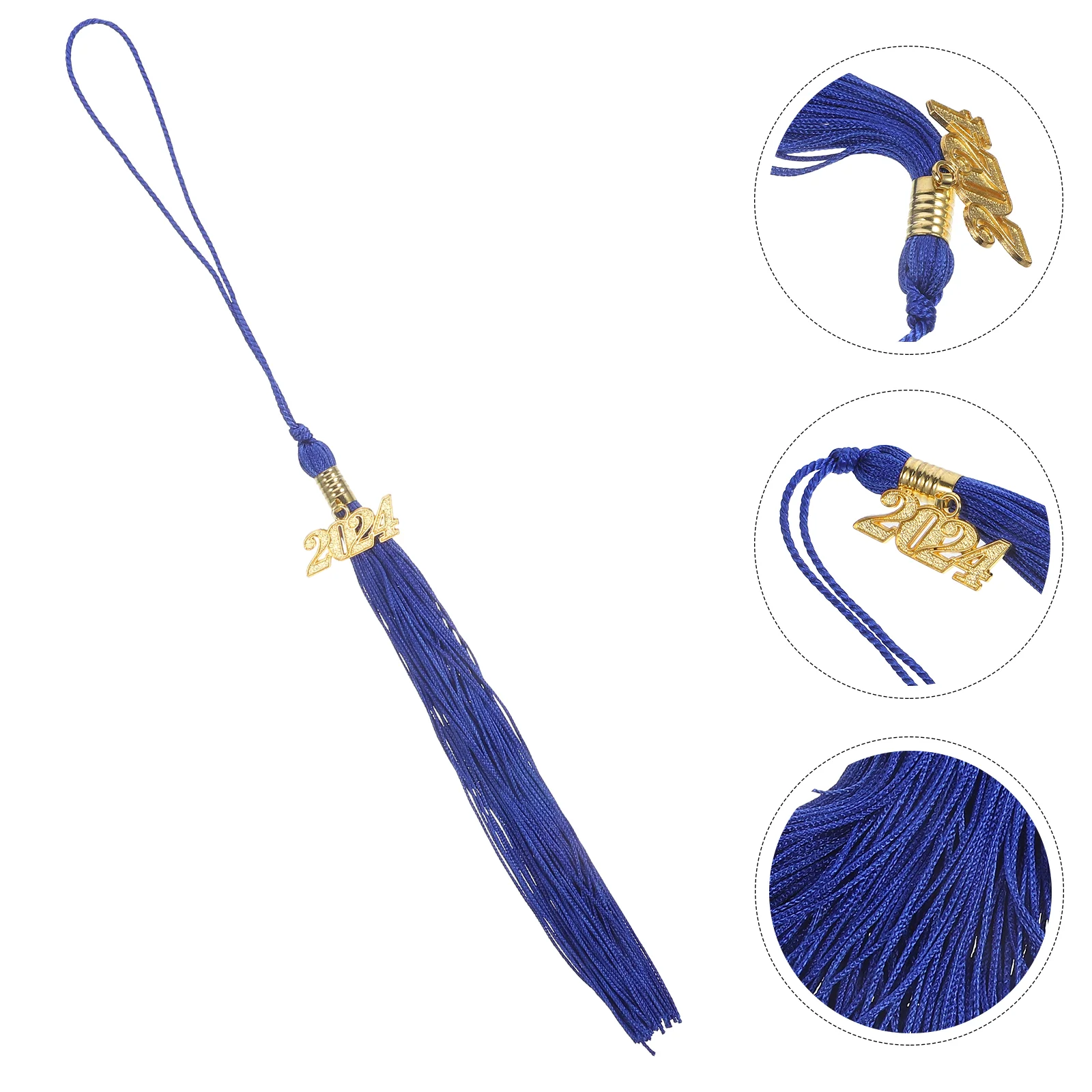 4 Pcs Graduation Cap Tassels Hat Charm Gold White Caps Polyester Metal Season Supplies