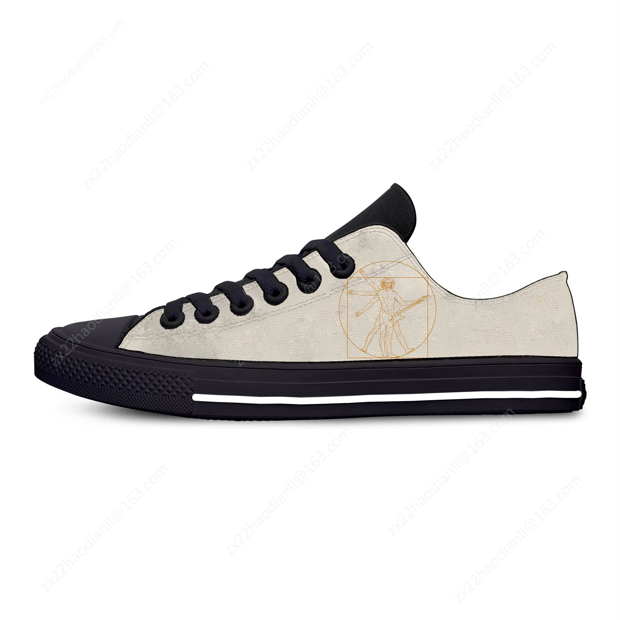 Da Vinci guitar rock band Fashion Funny Classic Casual Cloth Shoes Low Top Lightweight Breathable 3D Printed Men women Sneakers