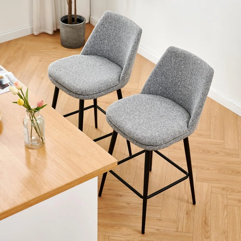 FSC Certified Upholstered Fabric Bar Stools Set of 3 27.2