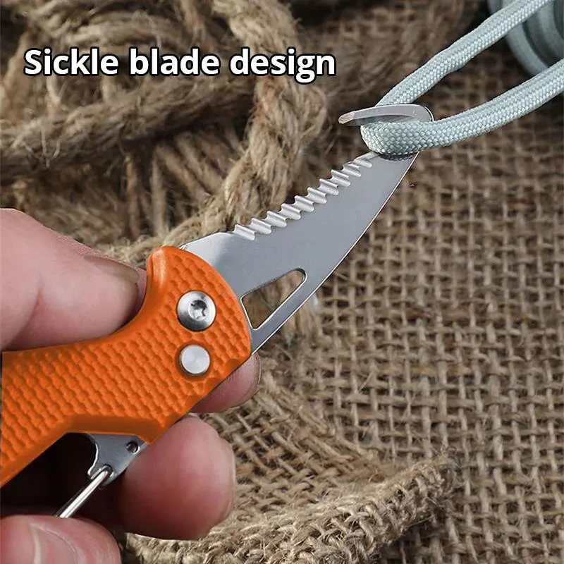 1PCS Orange Portable Multifunctional Express Parcel Knife Keychain Serrated Hook Carry On Unpacking Box Opener