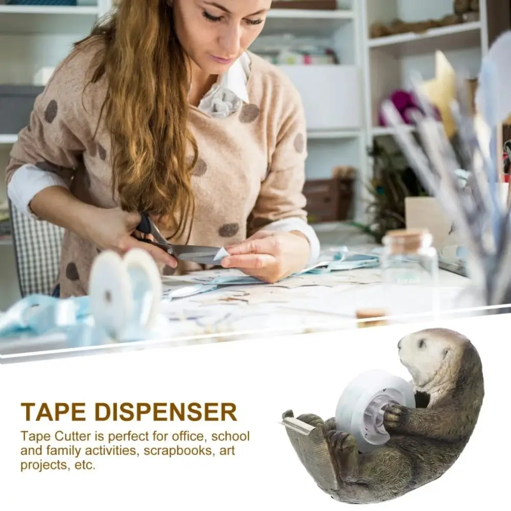 

Kawaii Cartoon Otter Tape Dispenser Animal Shaped Resin Non-Skid Tape Cutter Durable Holder Tape Cutting Tool Sealing Tape