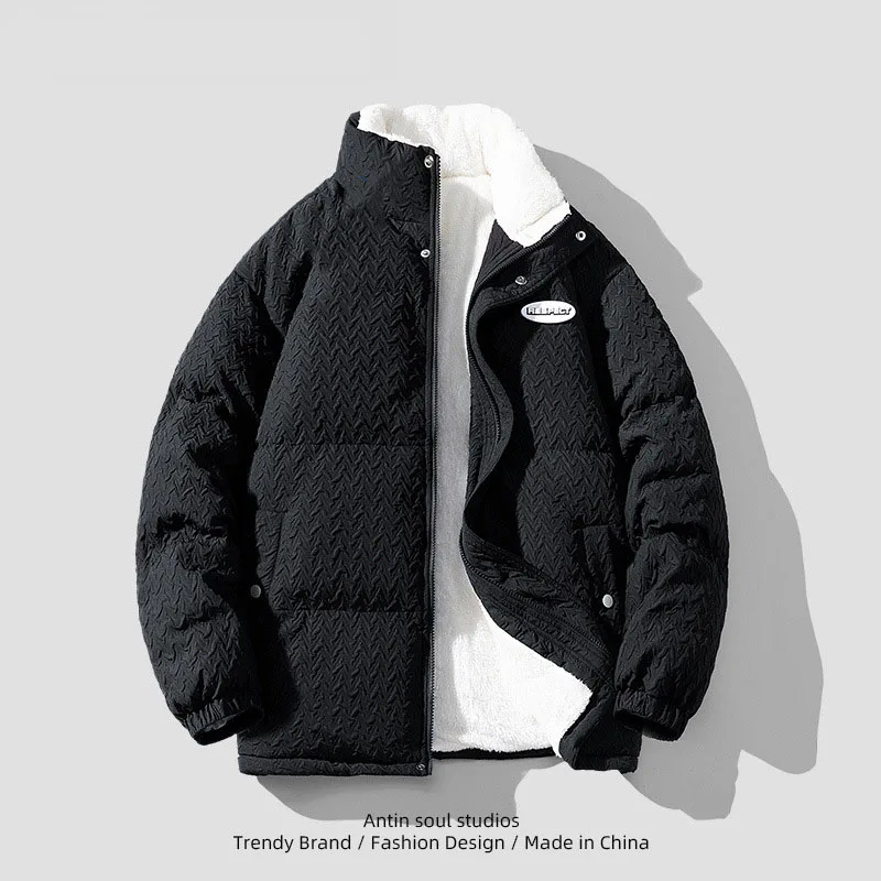 Manteau en coton à carreaux mille oiseaux pour hommes, marque de mode d'hiver, manteau en coton sourire d'agneau, manteau en coton pour couple