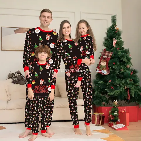 2026 Family Matching Christmas Pajamas Clothes Set Father Mother And Daughter Son Kids Matching Outfit Baby Girl Rompers Pyjamas