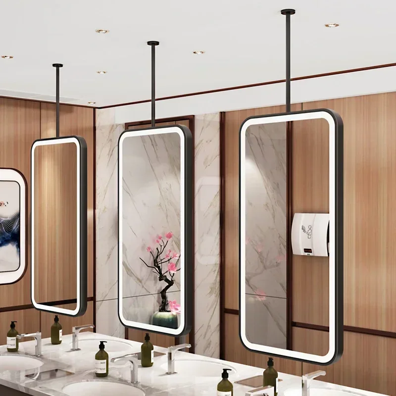 

Прямоугольное дизайнерское зеркало для ванной комнаты, настенное зеркало для макияжа со светодиодной подсветкой, современное украшение Espejo для гостиной
