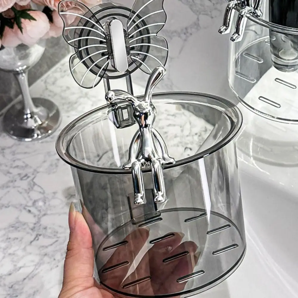 

Butterfly Shape Suction Cup Storage Rack Non Punching Wall Mounted Bathroom Storage Box Self Draining Water Plastic