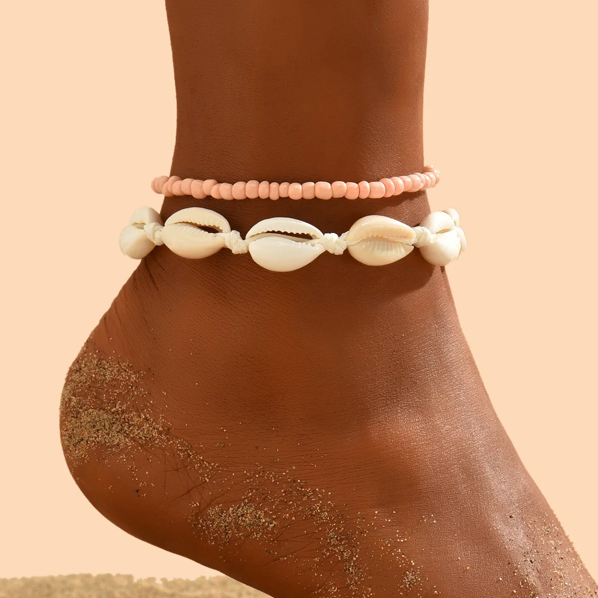 2pcs/set Bohemia Natural Shell Bead Anklets for Women Beach Barefoot Jewelry Fashion Handmade Foot Chain Shell Ankle Bracelets