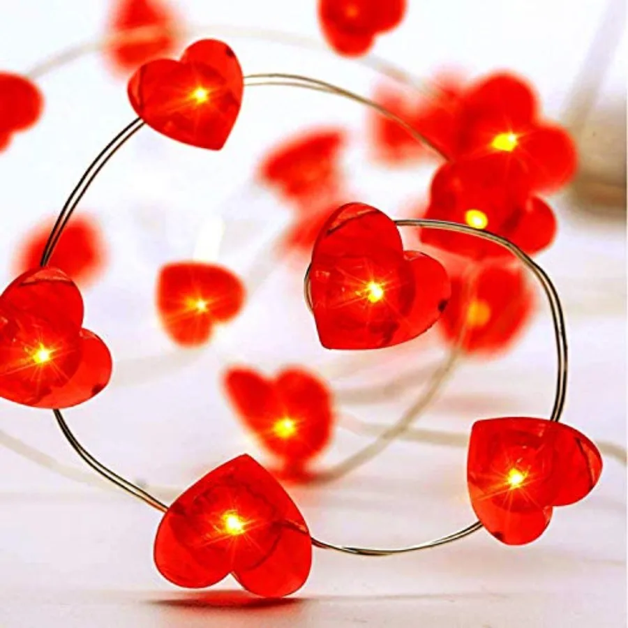 Valentine's Day String Light 40lights, 9.8Ft Party Decorations, Valentines Decorations Lights Operated for Holidays and Valenti