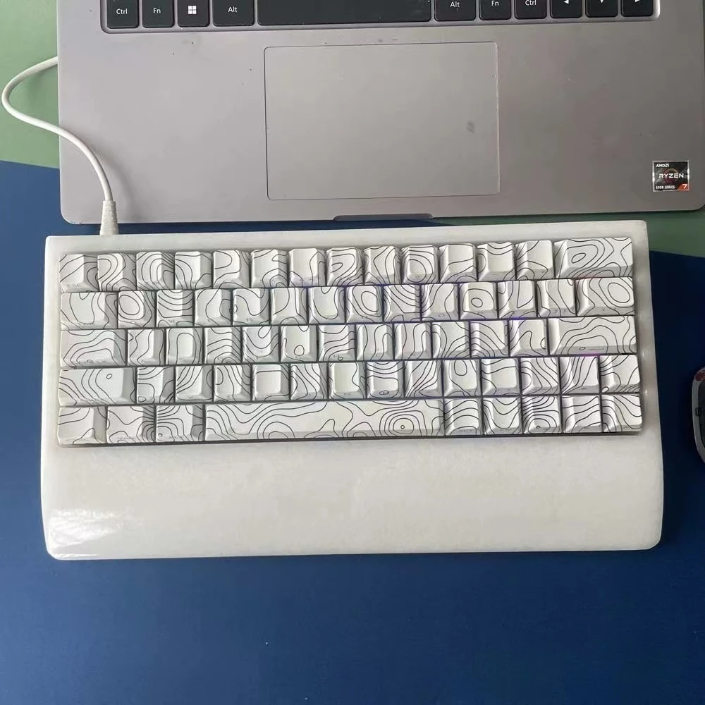 

Jade Stone GH60 Keyboard Case 2-in-1 Palm Pad Version Natural Marble Material Glazing Process 60%Layout Mechanical Keyboard Base