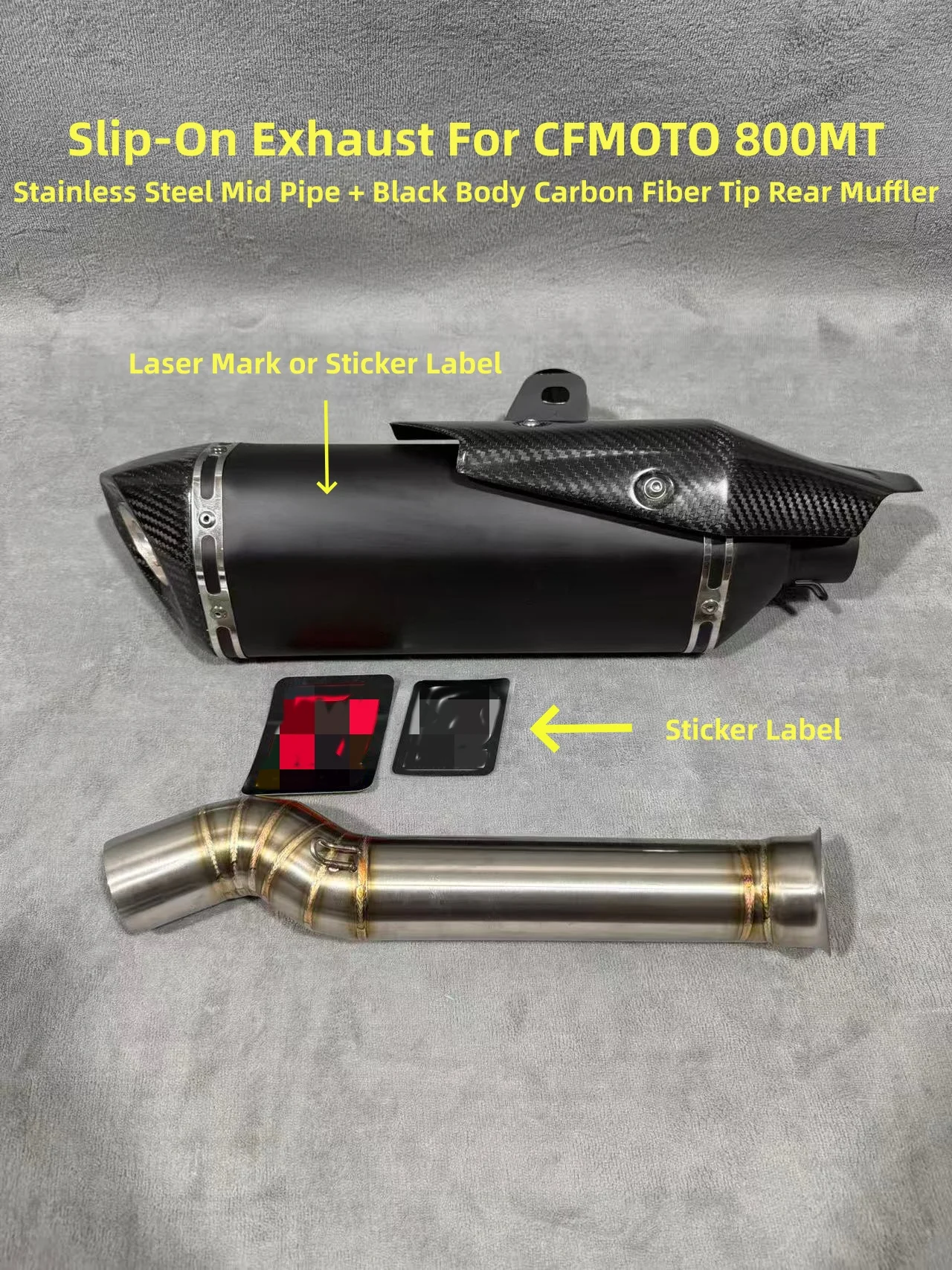 For  CFMOTO800MT  Motorbike Modify Slip On Line Exhaust Kit Middle Pipe Escape Muffler with DB Killer