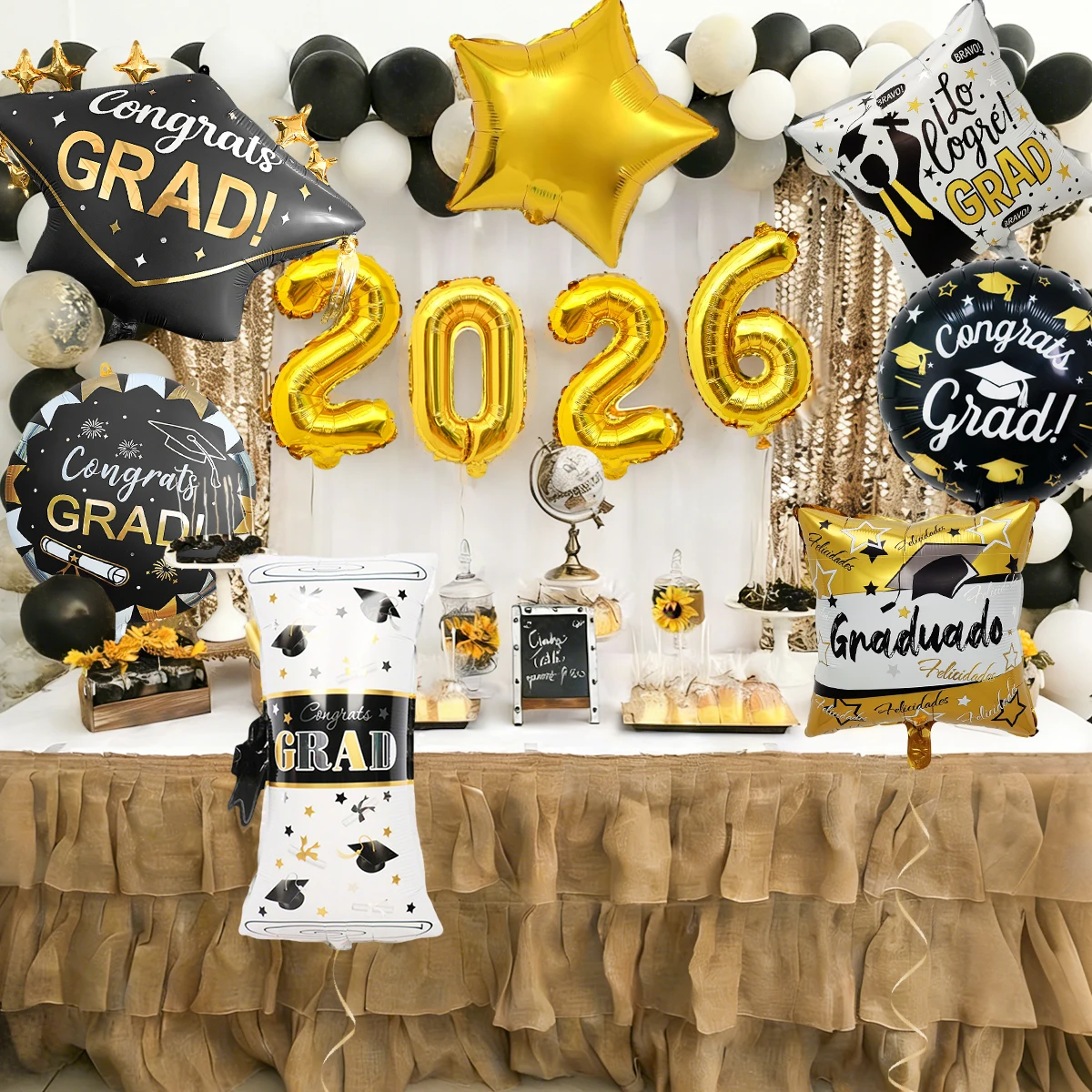 Ensemble de ballons pour certificat de diplôme et chapeau de diplômé, 11 pièces, comprend des ballons pour certificat de diplôme, des ballons pour chapeau de diplômé