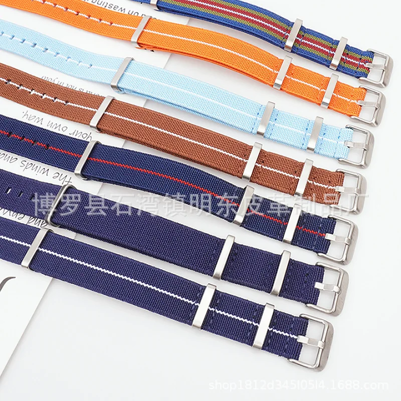 18mm 20mm 22mm Elastisches Stretch-Nato-Nylon-Canvas-Uhrenarmband für Herren und Damen mit Dornschließe, universelles Armband-Ersatzwerkzeug – Detail 11