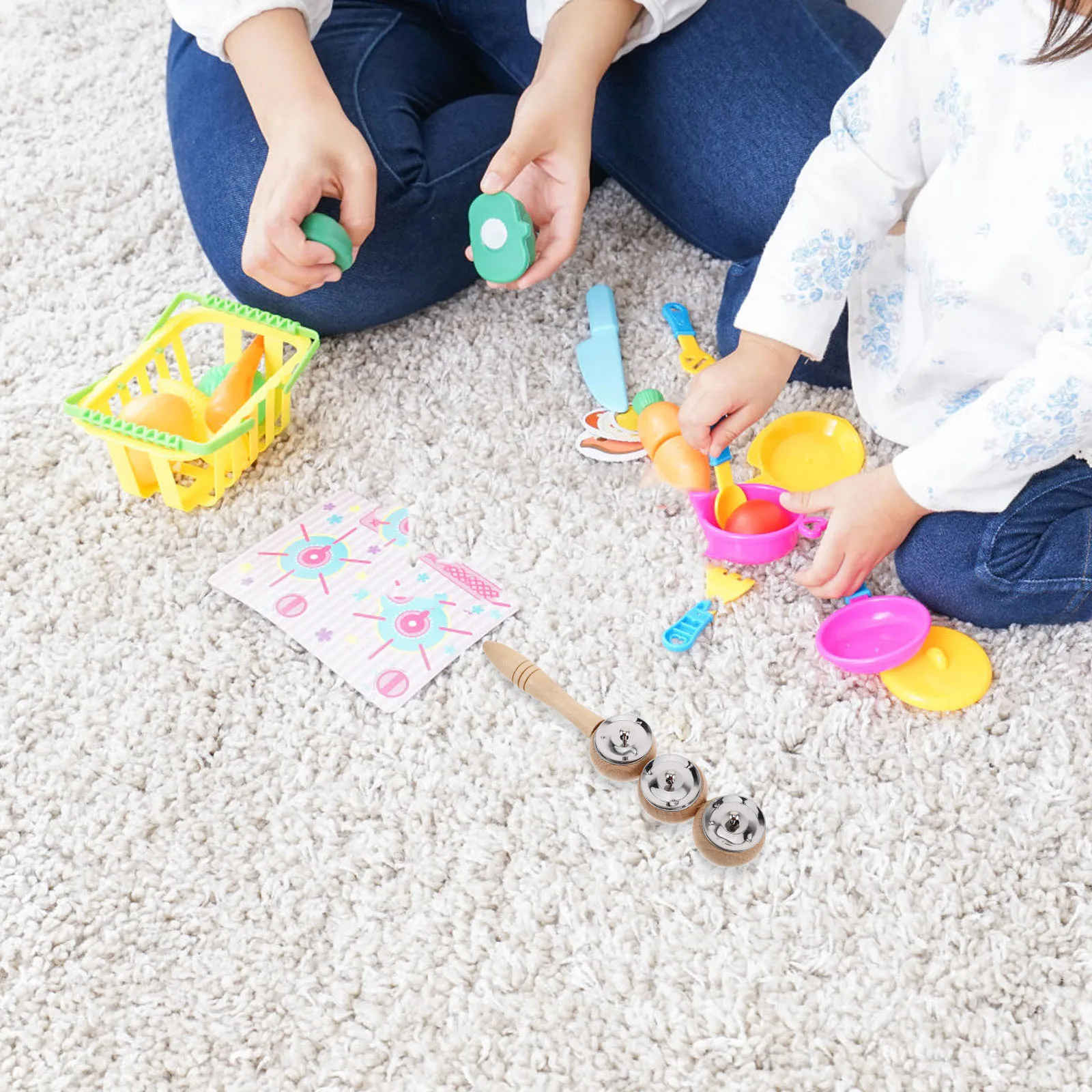 Holz-Glöckchen-Set für Kinder, Handgehaltenes Percussion-Musikinstrument, Glattes und Sicheres Design, Musikalisches Lernspielzeug für Babys