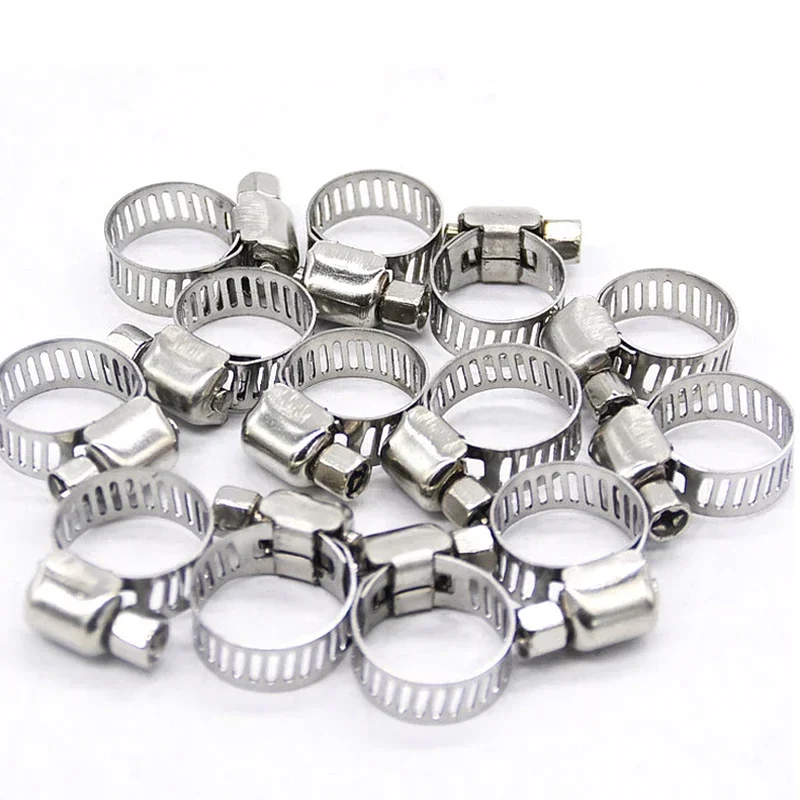 6mm-51mm Stainless Steel Mini Fuel Line Pipe Hose Clamp Clip Optional Size for Air Hose Water Pipe Fuel Hose Silicone