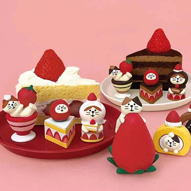 Adornos de escena de gato, regalos del Día de San Valentín, comida y entretenimiento de Chocolate, decoración de pan de fresa INS, adornos de resina, 1 ud.