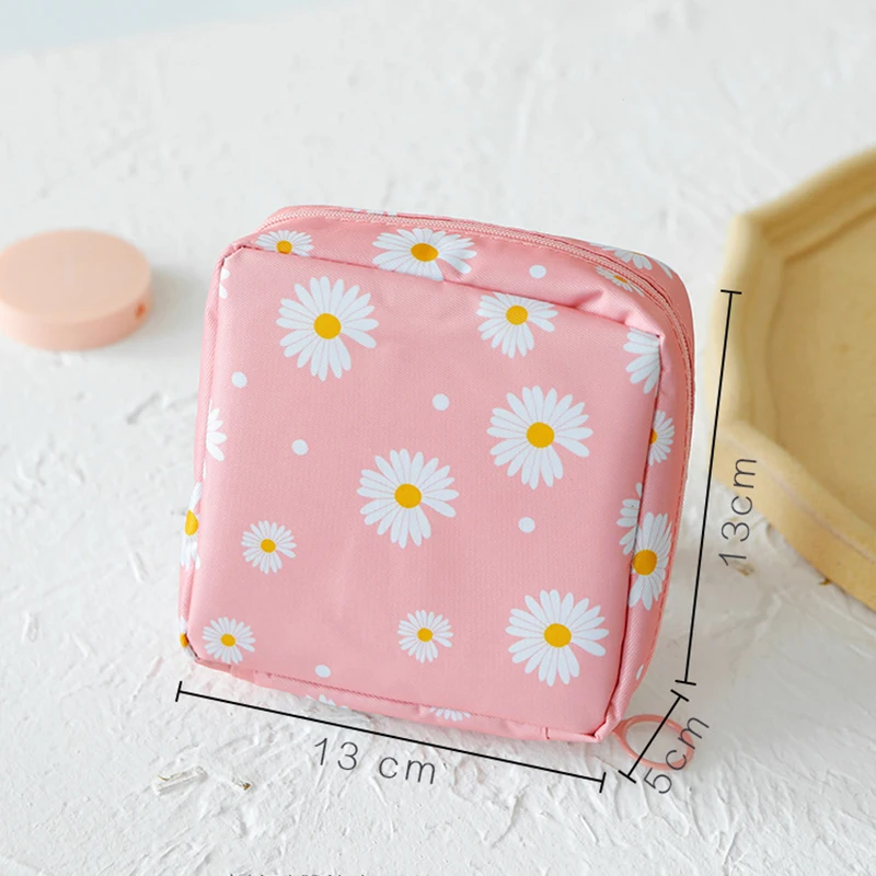 Portable Sanitary Napkin Tampon Storage Organizer Cotton Travel Makeup Storage Bag Cute Zipper Coin Purse Sundries Women\'S Bag