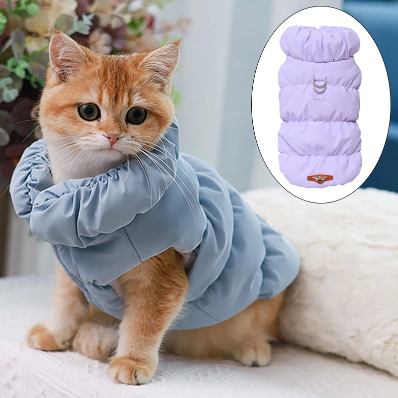 Orange Cat Down Jacket with Traction Buckle Winter Warm Pet Clothes for Cats Gotas Kitten Sphynx Coats Clothing vetement chat