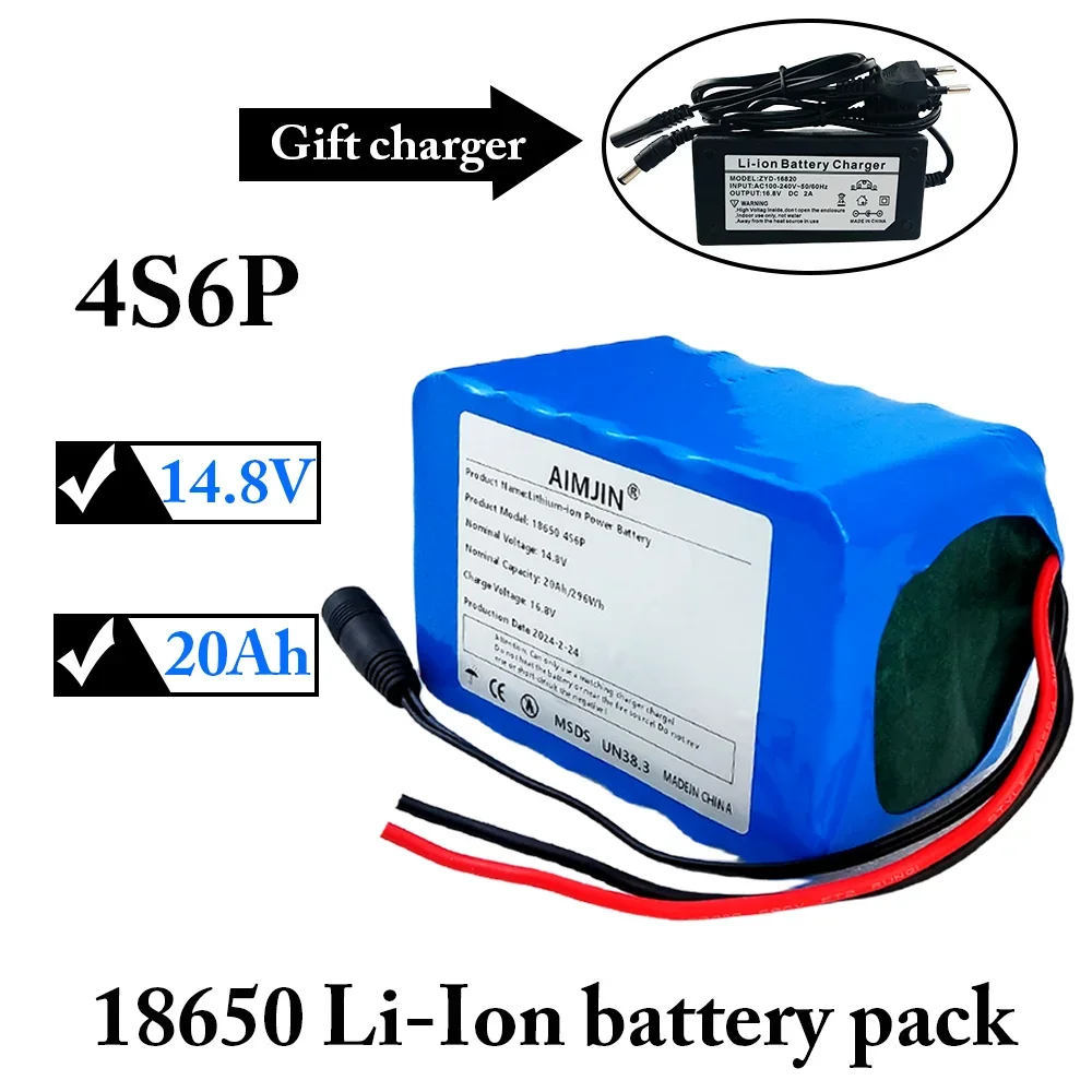 

4S6P 18650 Li-iom Battery Pack 14.8V 20Ah Night Fishing Lamp Heater Miner's Amplifier Batteries with BMS