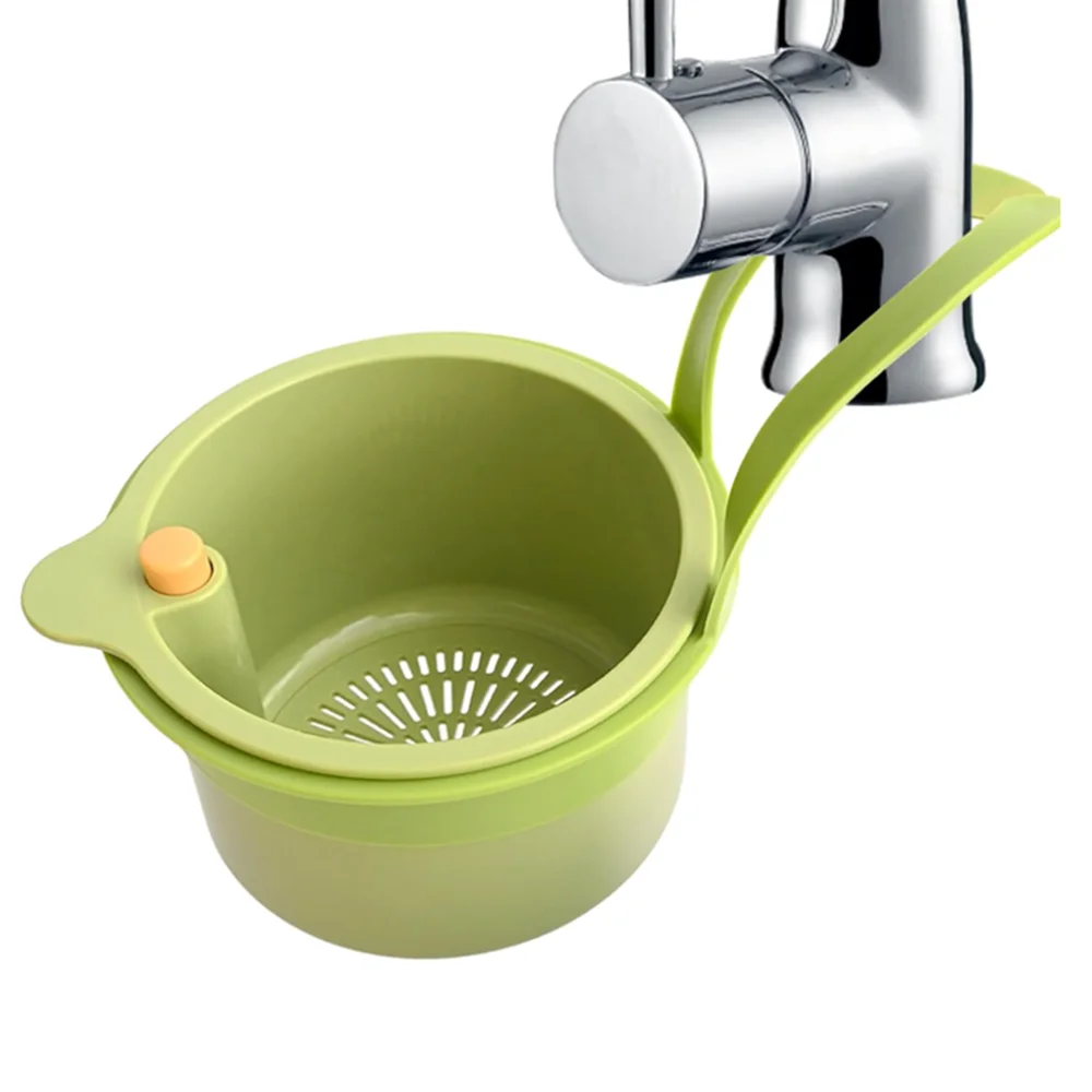 Colador colgante para grifo, cesta coladora colgante para fregadero de cocina con diseño de volcado y autolimpiante, captura de basura para fregadero de esquina