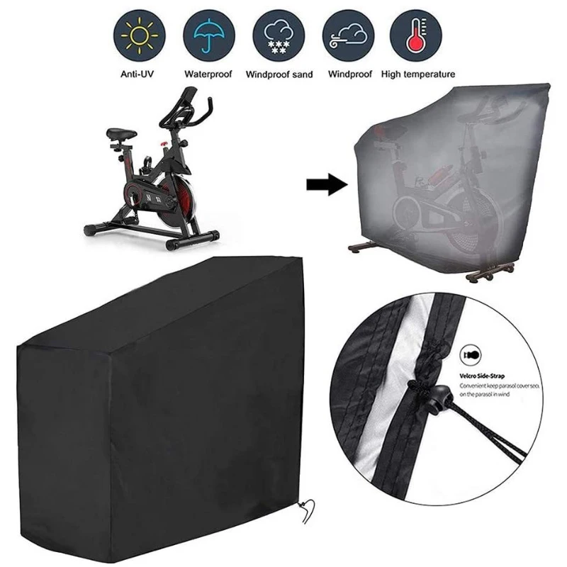 1Pc Fitness Bike Cover Upright Bike Cover Suitable for Fitness Equipment Waterproof Black Simple Durable Fabric Workout Lovers